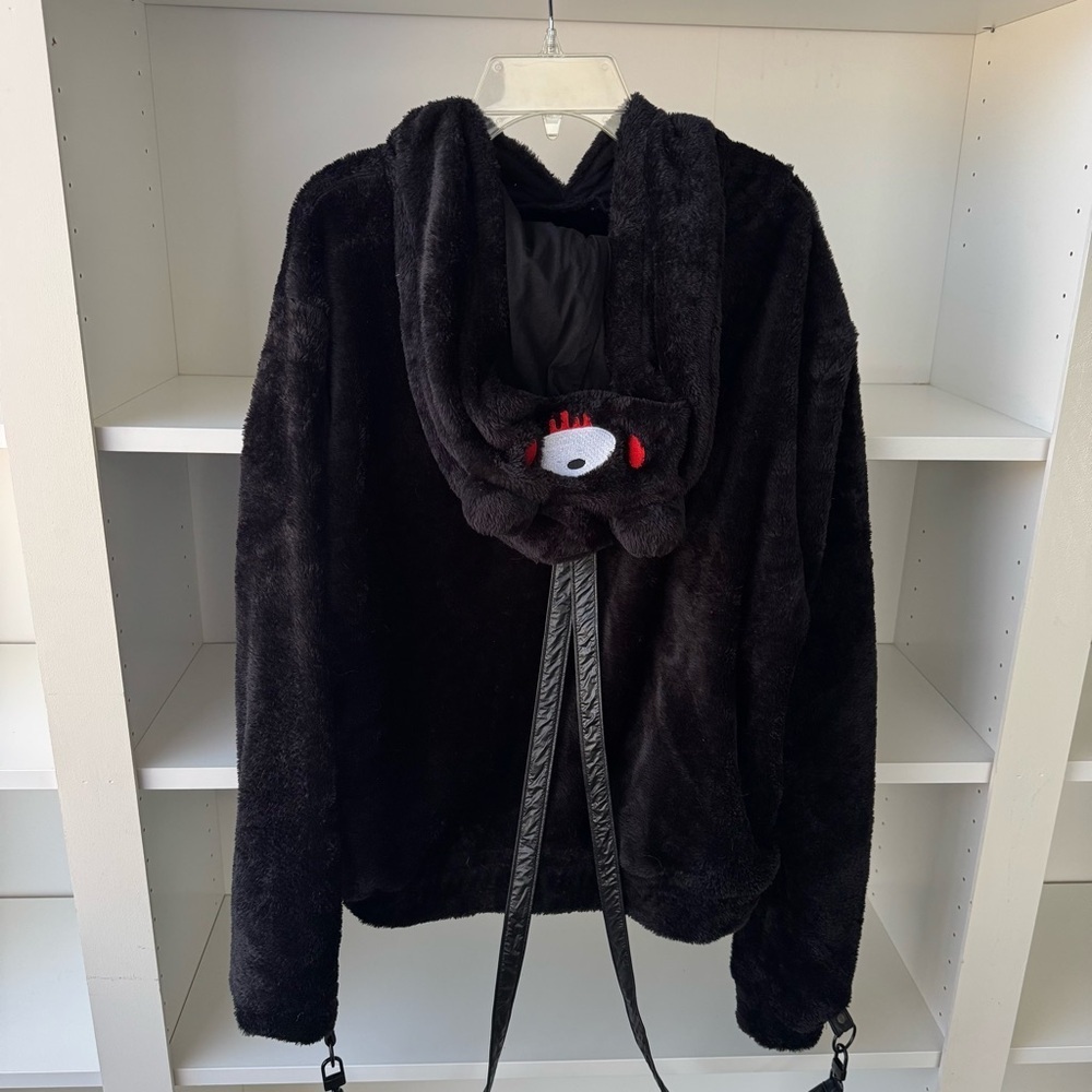 KILLSTAR Gloomy Bear Black Fuzzy I’m Gloomy Hoodie - Picture 5 of 9